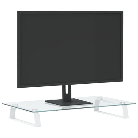 VidaXL Monitorständer 60x35x8 cm gehärtetes Glas und Metall weiß