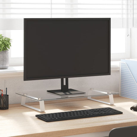 VidaXL Monitorständer 60x35x8 cm gehärtetes Glas und Metall weiß