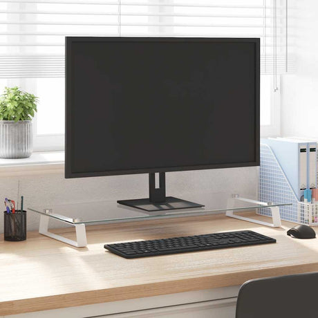 Vidaxxl Monitorständer 80x35x8 cm aus gehärtetem Glas und Metall weiß
