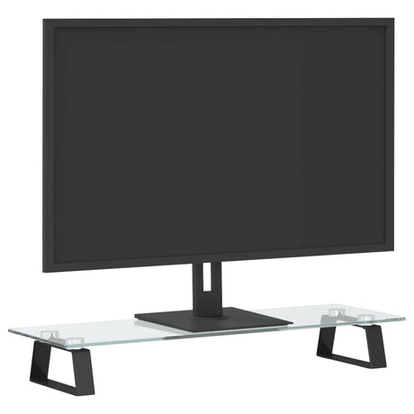 VidaXL Monitorständer 60x20x8 cm gehärtetes Glas und Metall schwarz