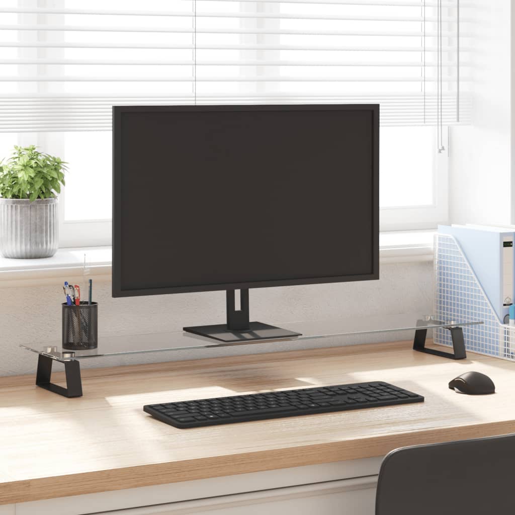 Vidaxx Monitorständer 100x20x8 cm gehärtetes Glas und Metall schwarz