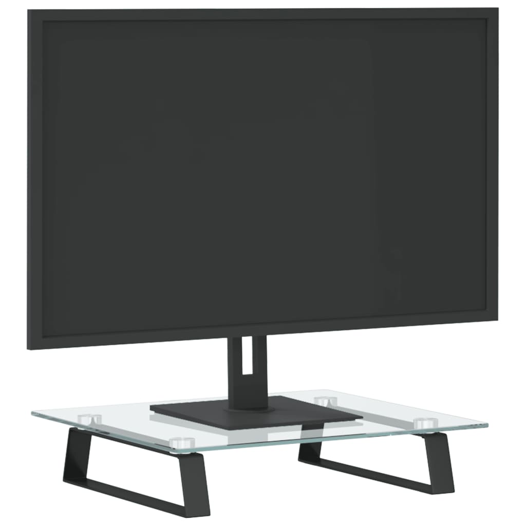 VidaXL Monitorständer 40x35x8 cm gehärtetes Glas und Metall schwarz