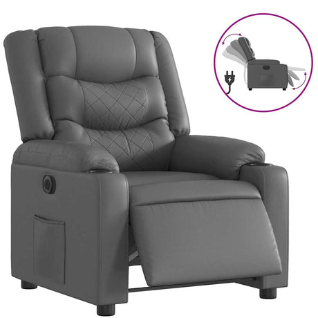 Vidaxl fauteuil verstelbaar elektrisch kunstleer grijs