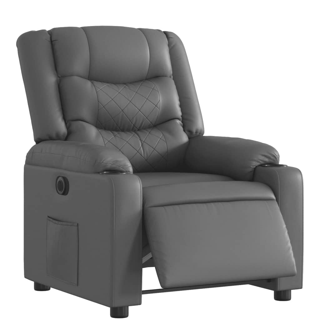 Vidaxl fauteuil verstelbaar elektrisch kunstleer grijs