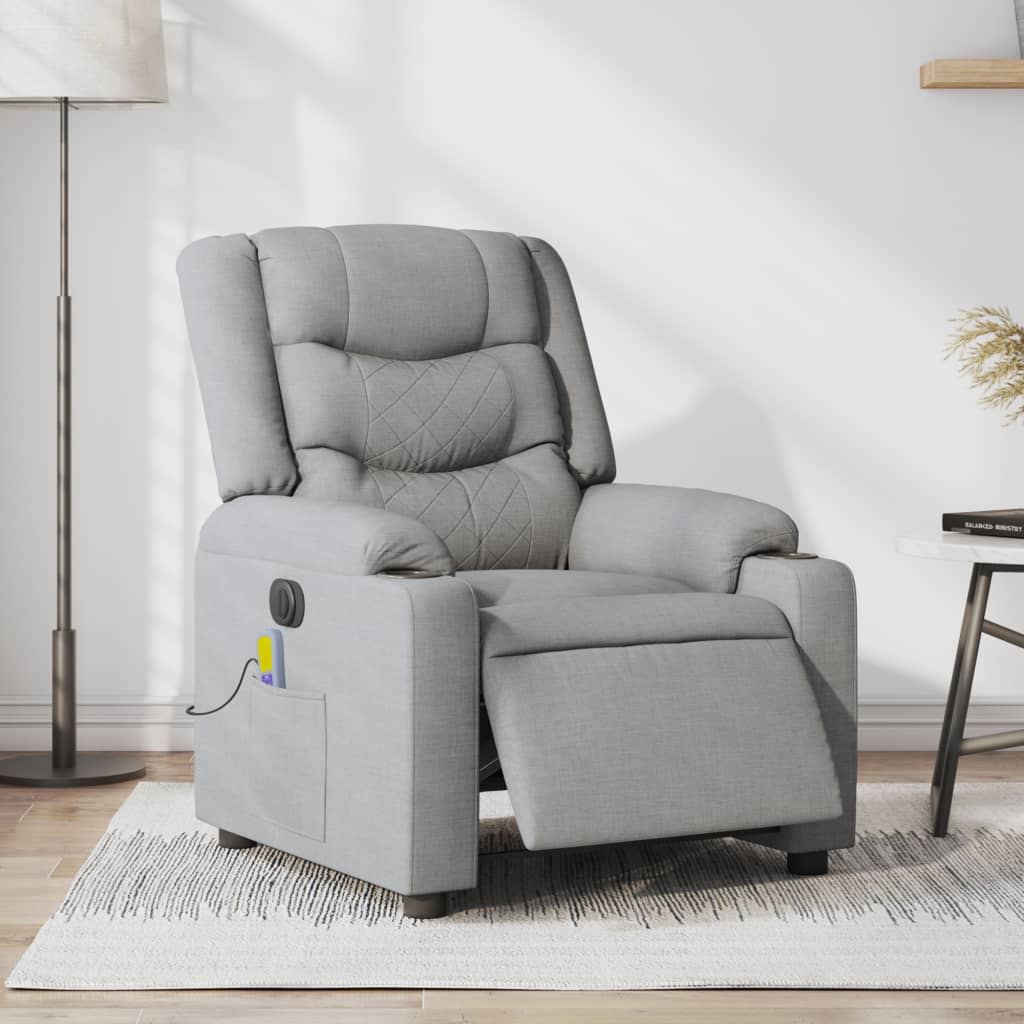 Vidaxl massagestoel elektrisch verstelbaar stof lichtgrijs