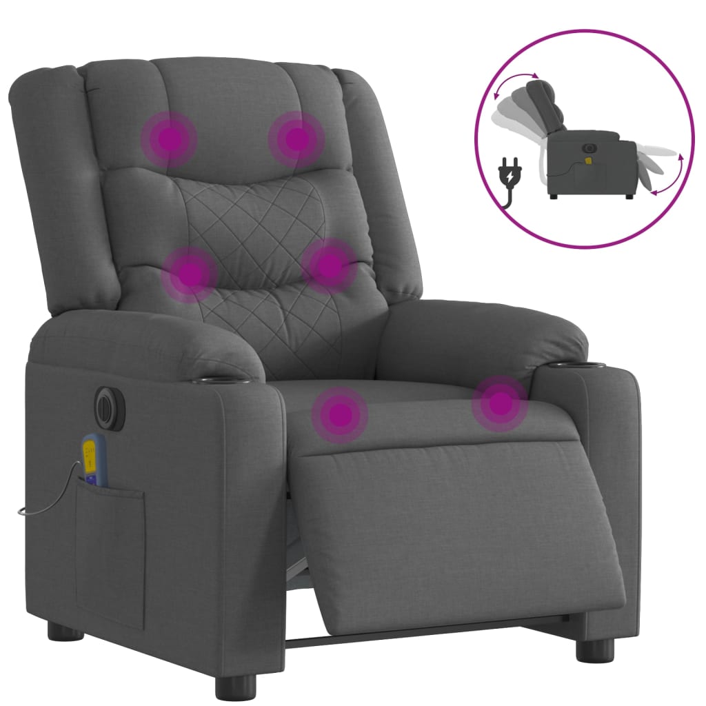 Vidaxl massagestoel elektrisch verstelbaar stof donkergrijs