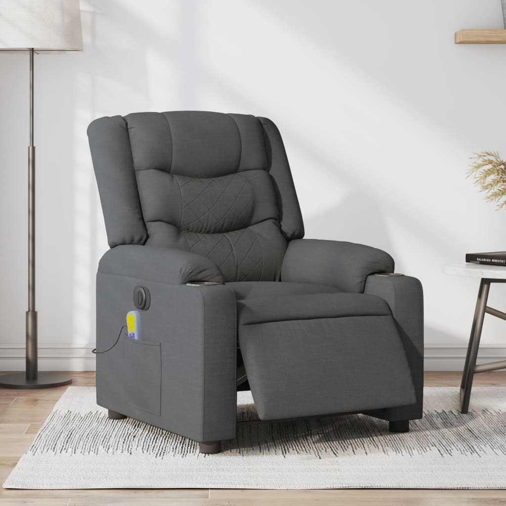 Vidaxl massagestoel elektrisch verstelbaar stof donkergrijs