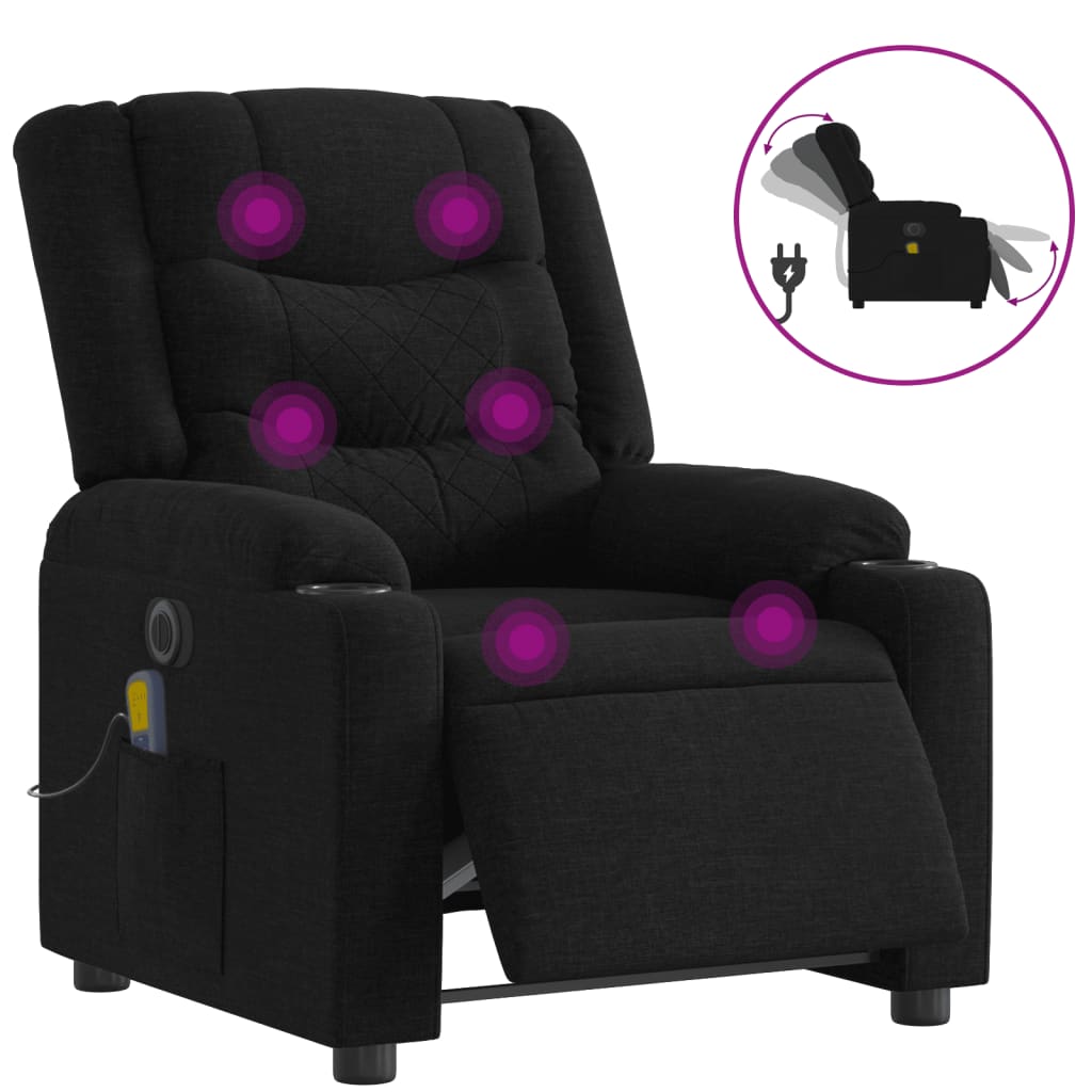Vidaxl massagestoel elektrisch verstelbaar stof zwart