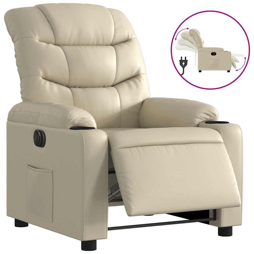 Vidaxl fauteuil elektrisch verstelbaar kunstleer crèmekleurig