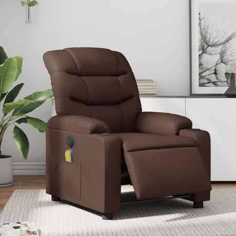 Vidaxl massagestoel verstelbaar elektrisch kunstleer bruin
