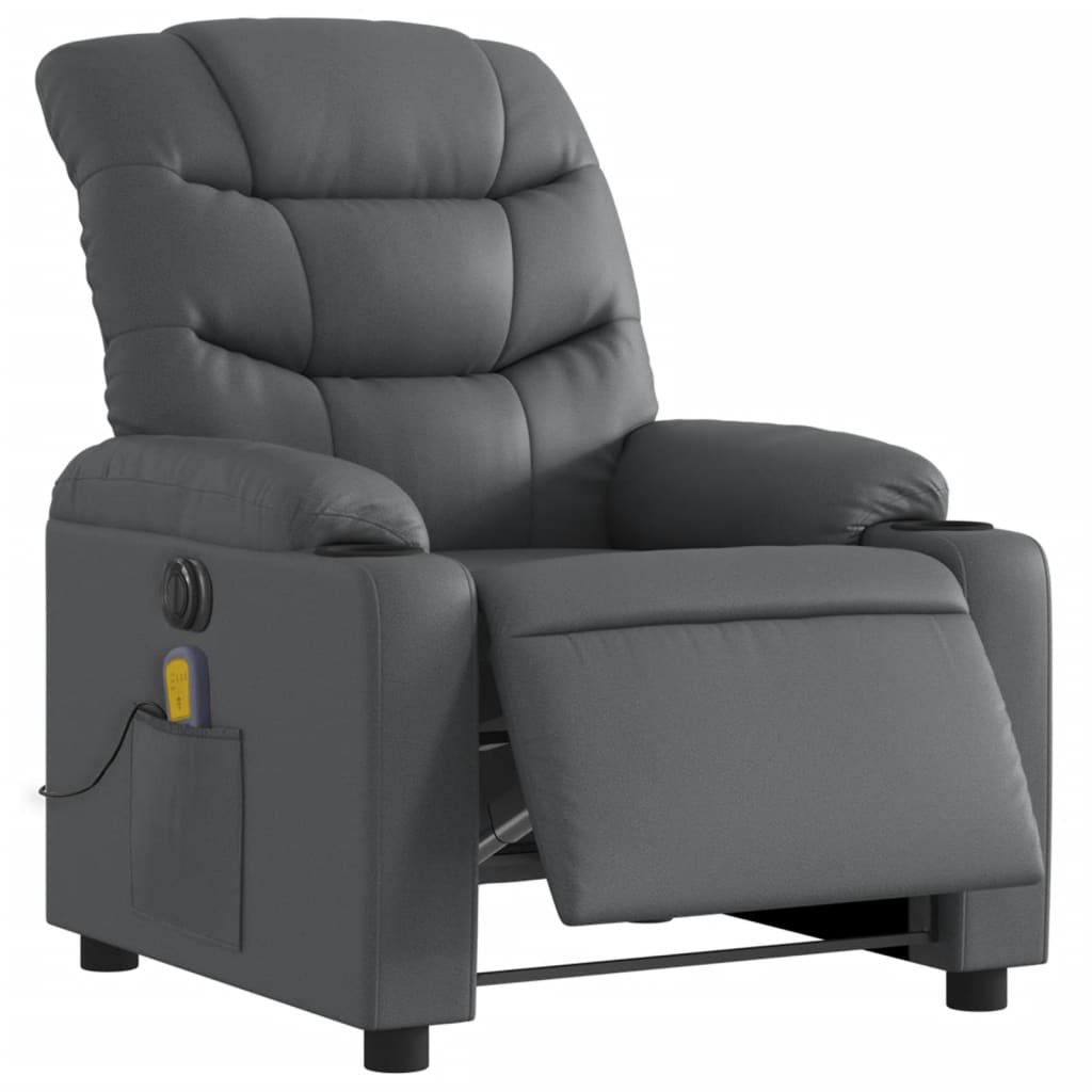 Vidaxl massagestoel verstelbaar elektrisch kunstleer grijs