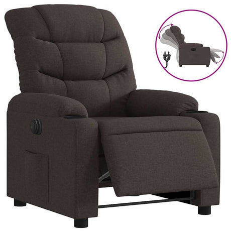 Vidaxl fauteuil verstelbaar elektrisch stof donkerbruin