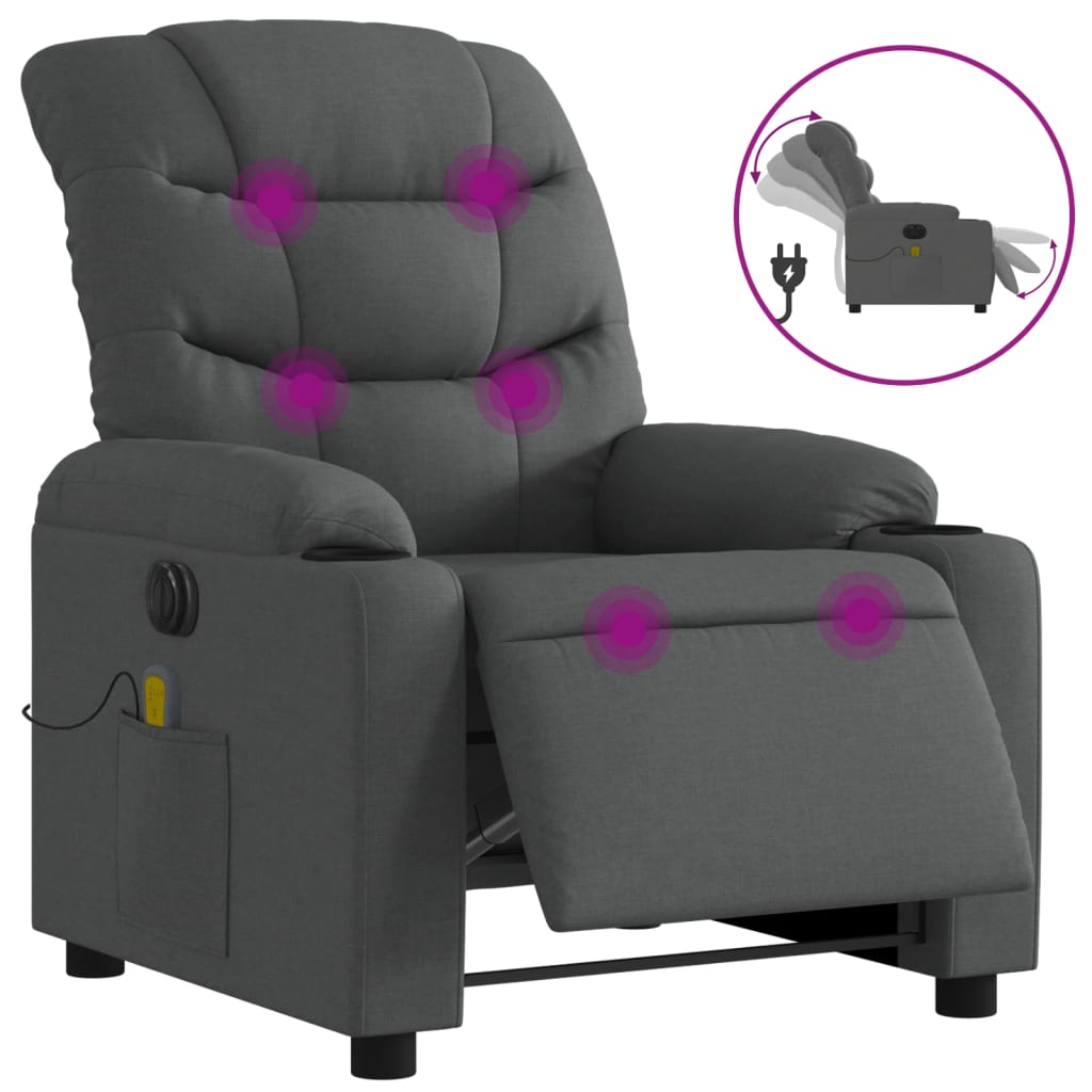 Vidaxl massagestoel elektrisch verstelbaar stof donkergrijs