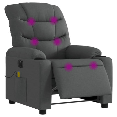 Vidaxl massagestoel elektrisch verstelbaar stof donkergrijs