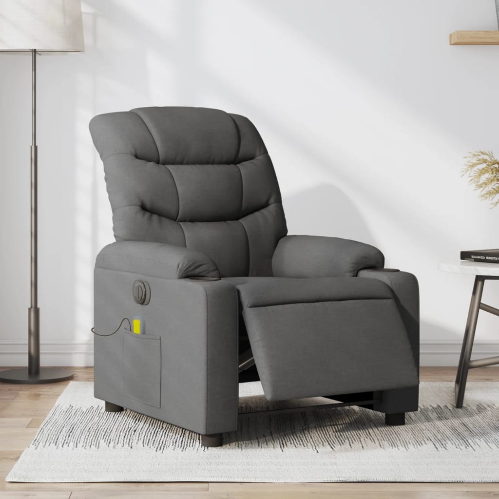 Vidaxl massagestoel elektrisch verstelbaar stof donkergrijs