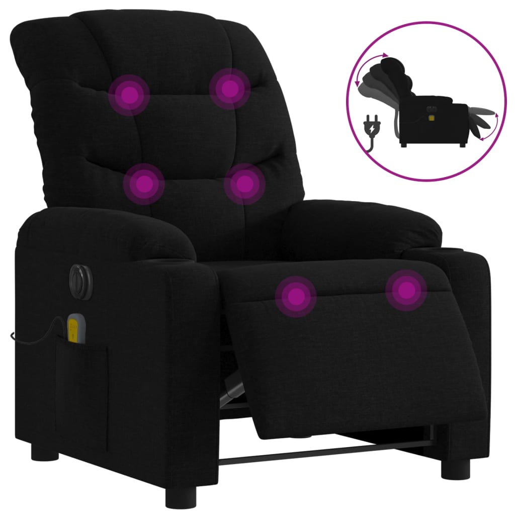Vidaxl massagestoel elektrisch verstelbaar stof zwart
