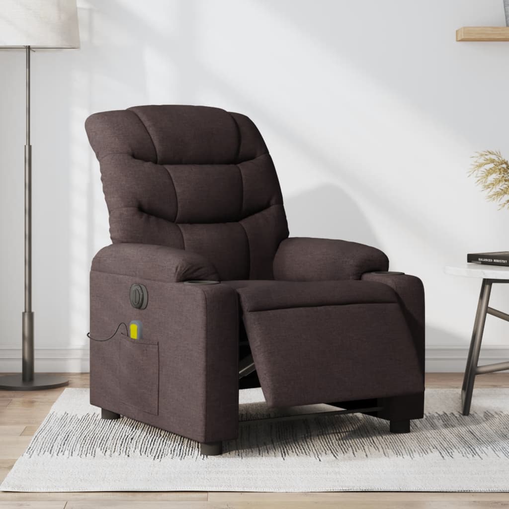 Vidaxl massagestoel elektrisch verstelbaar stof donkerbruin