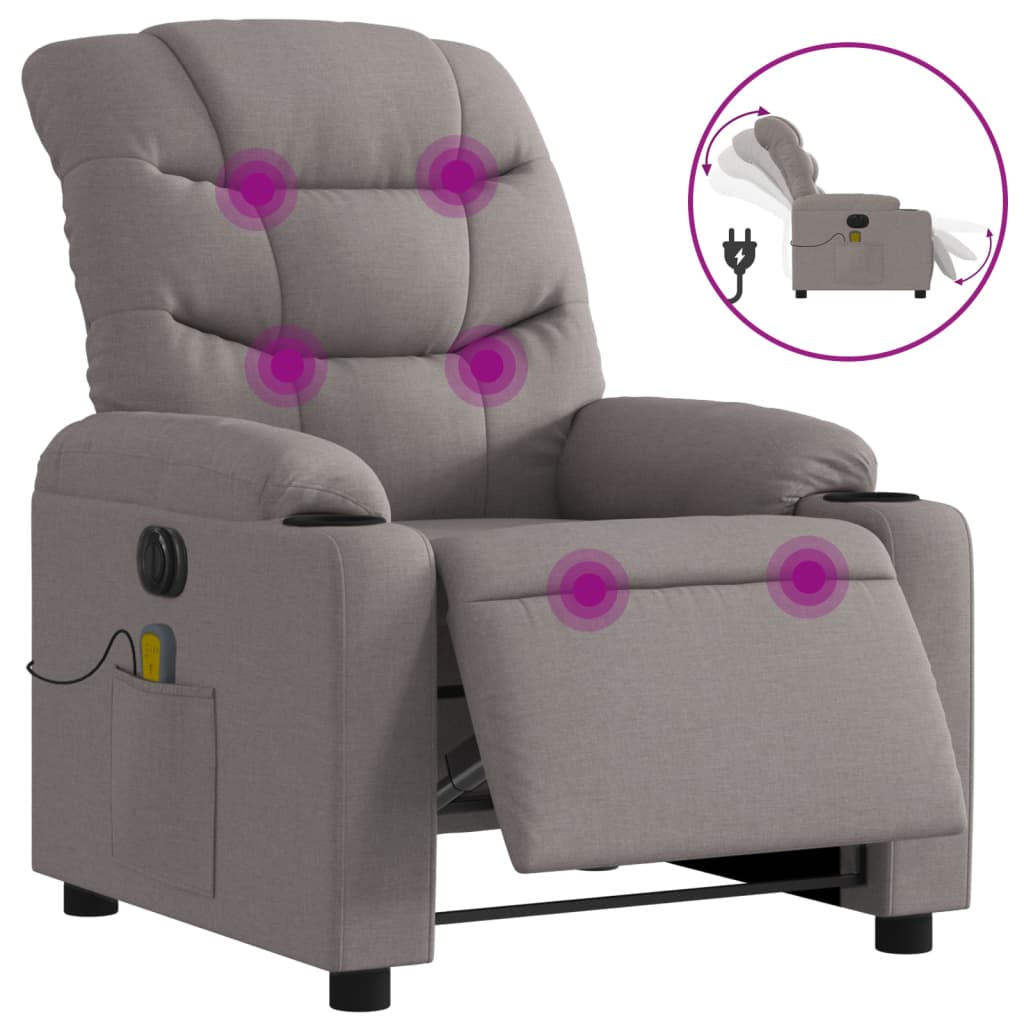 Vidaxl massagestoel elektrisch verstelbaar stof taupe