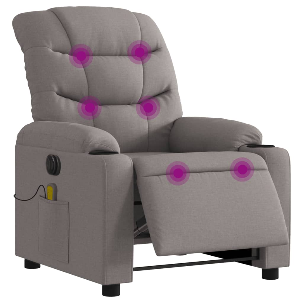 Vidaxl massagestoel elektrisch verstelbaar stof taupe