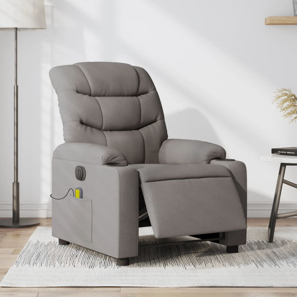 Vidaxl massagestoel elektrisch verstelbaar stof taupe