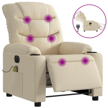 Vidaxl massagestoel elektrisch verstelbaar stof crèmekleurig
