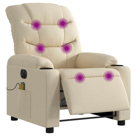 Vidaxl massagestoel elektrisch verstelbaar stof crèmekleurig