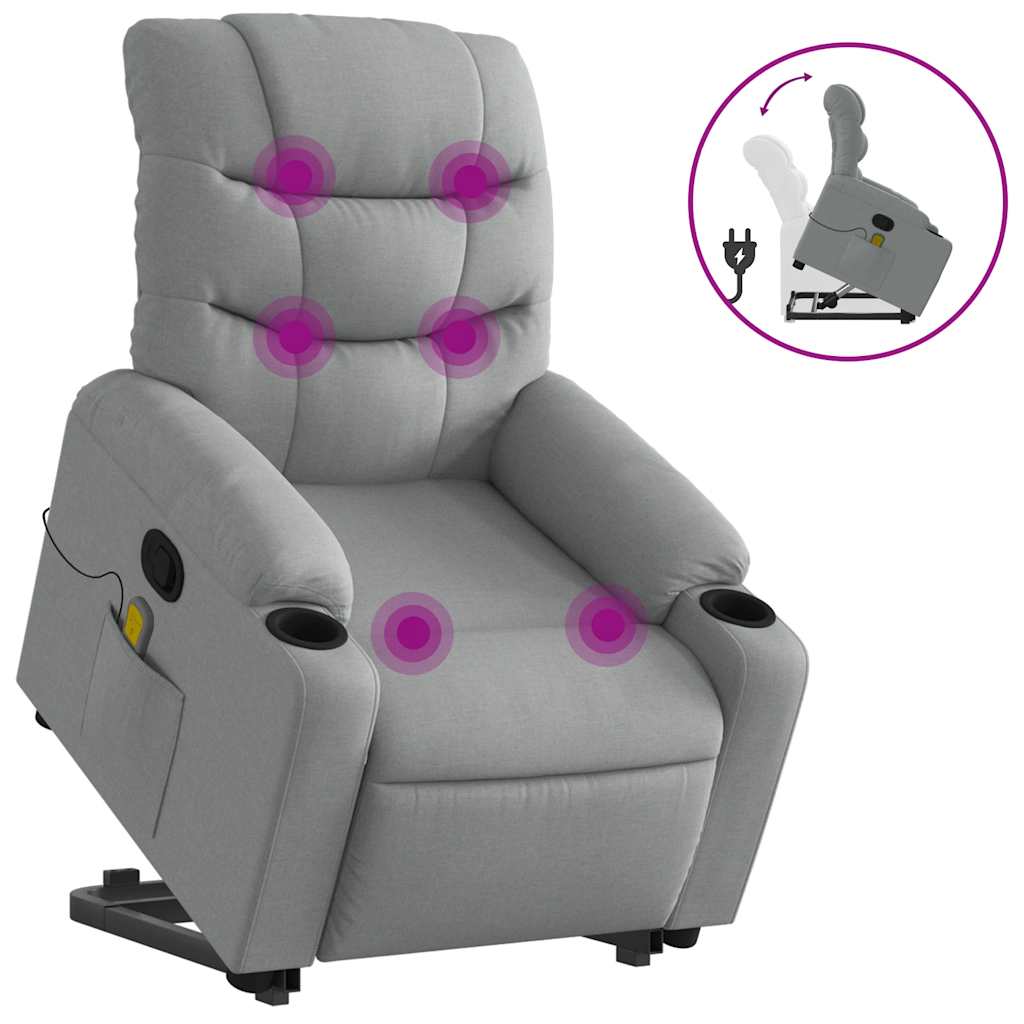 Vidaxl sta-op-massagestoel verstelbaar stof lichtgrijs