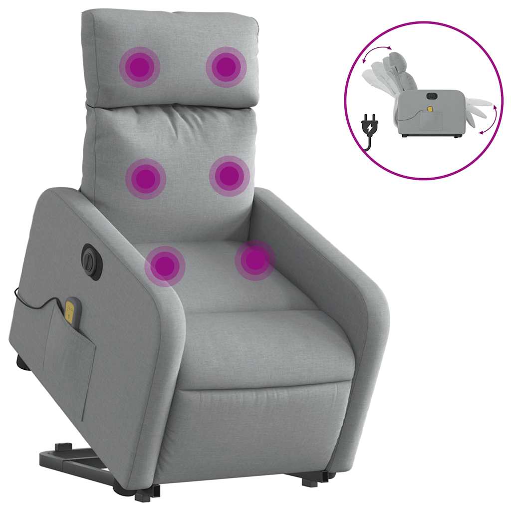 Vidaxl sta-op-massagestoel elektrisch verstelbaar stof lichtgrijs