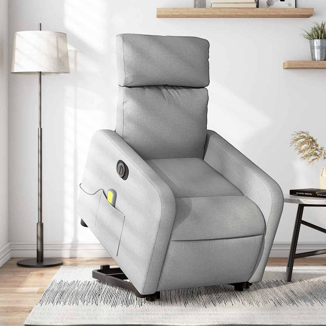 Vidaxl sta-op-massagestoel elektrisch verstelbaar stof lichtgrijs
