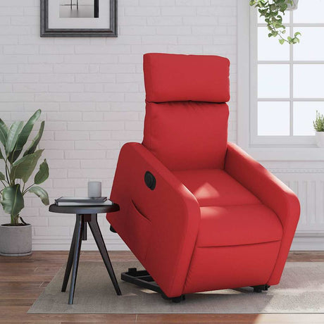 Vidaxl sta-op-stoel elektrisch kunstleer rood