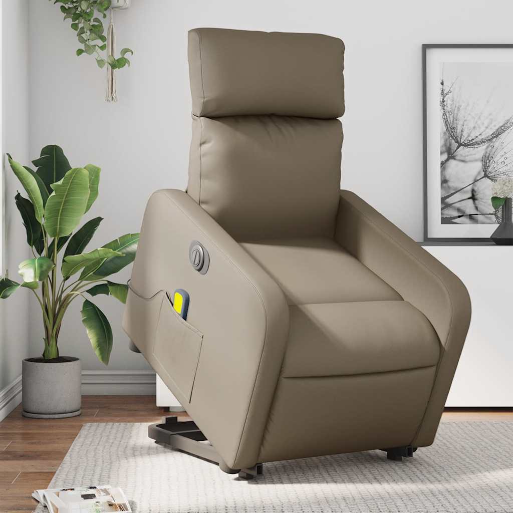 Vidaxl sta-op-massagestoel elektrisch kunstleer cappuccinokleurig
