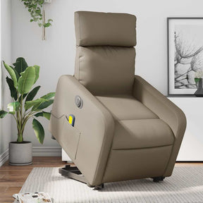 Vidaxl sta-op-massagestoel elektrisch kunstleer cappuccinokleurig