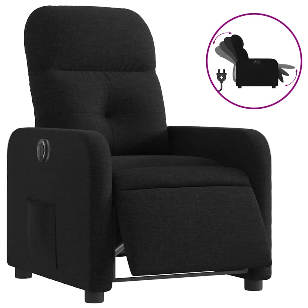 Vidaxl fauteuil verstelbaar elektrisch stof zwart