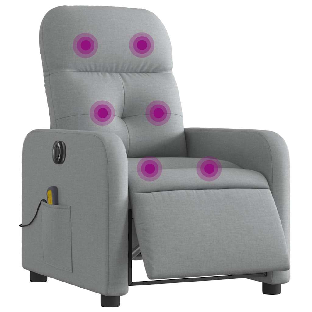 Vidaxl massagestoel elektrisch verstelbaar stof lichtgrijs