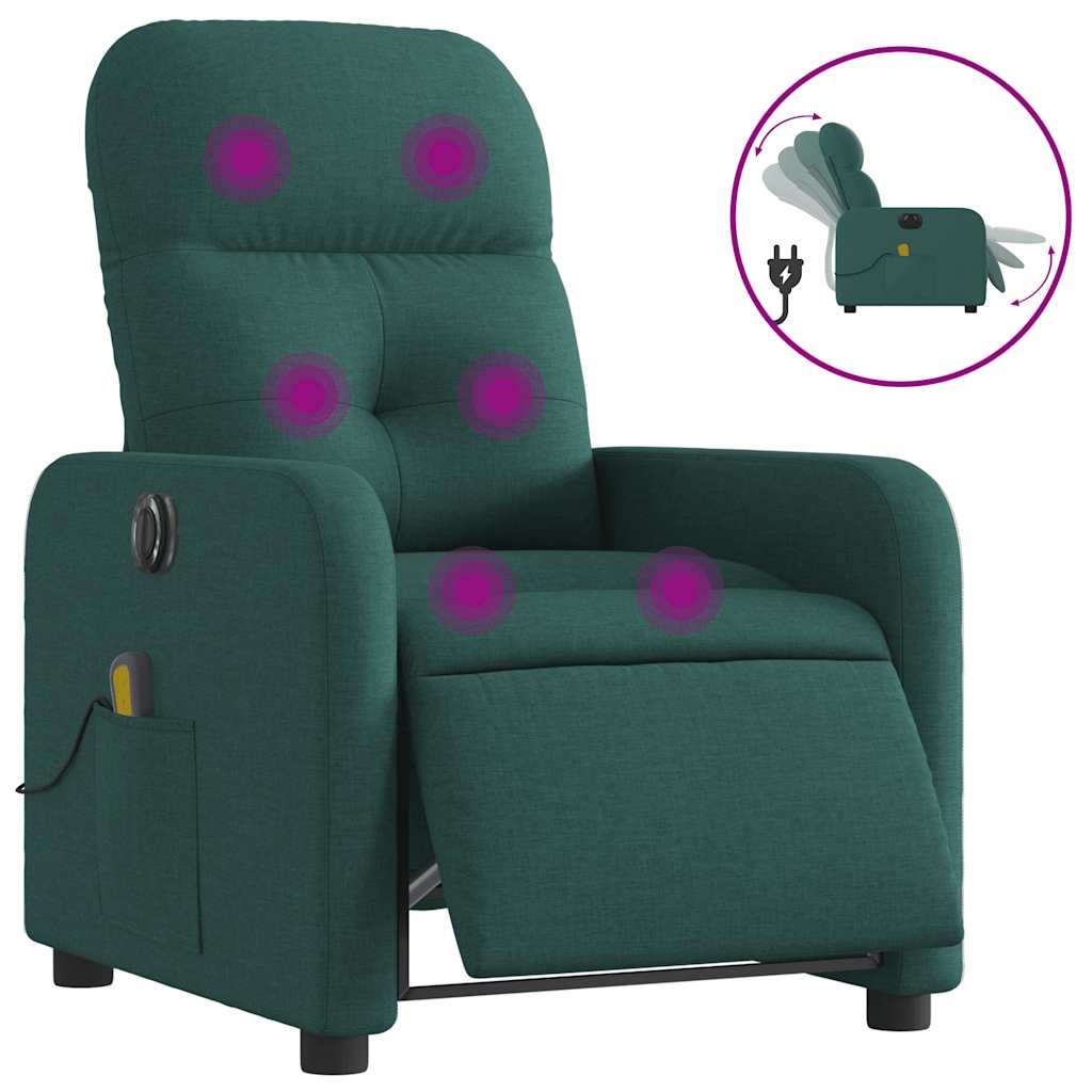 Vidaxl massagestoel elektrisch verstelbaar stof donkergroen