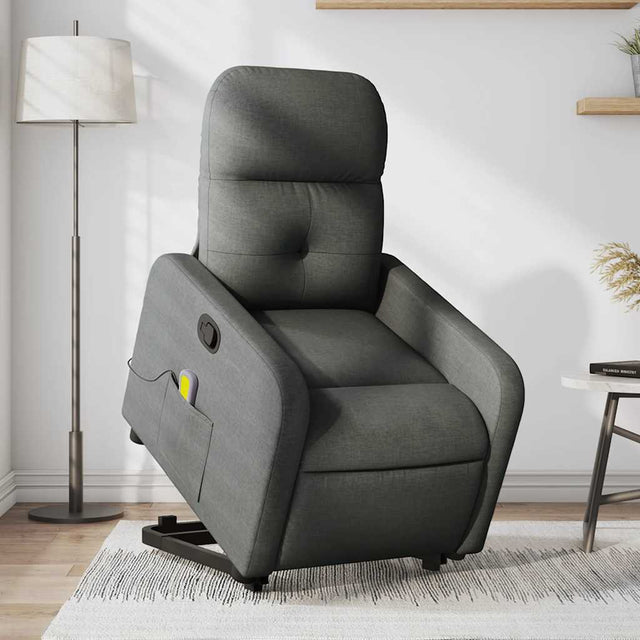 Vidaxl sta-op-massagestoel verstelbaar stof donkergrijs