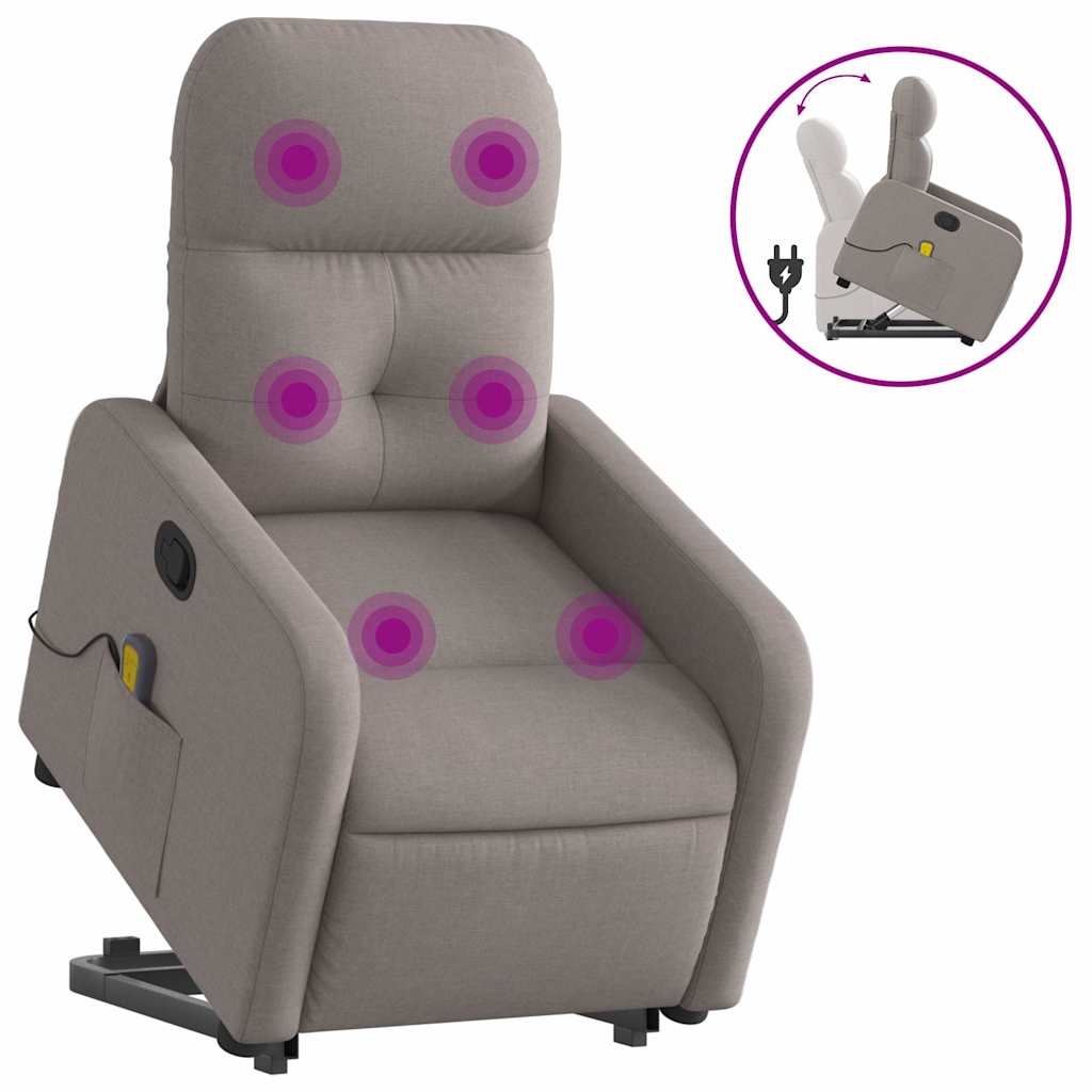 Vidaxl sta-op-massagestoel verstelbaar stof taupe