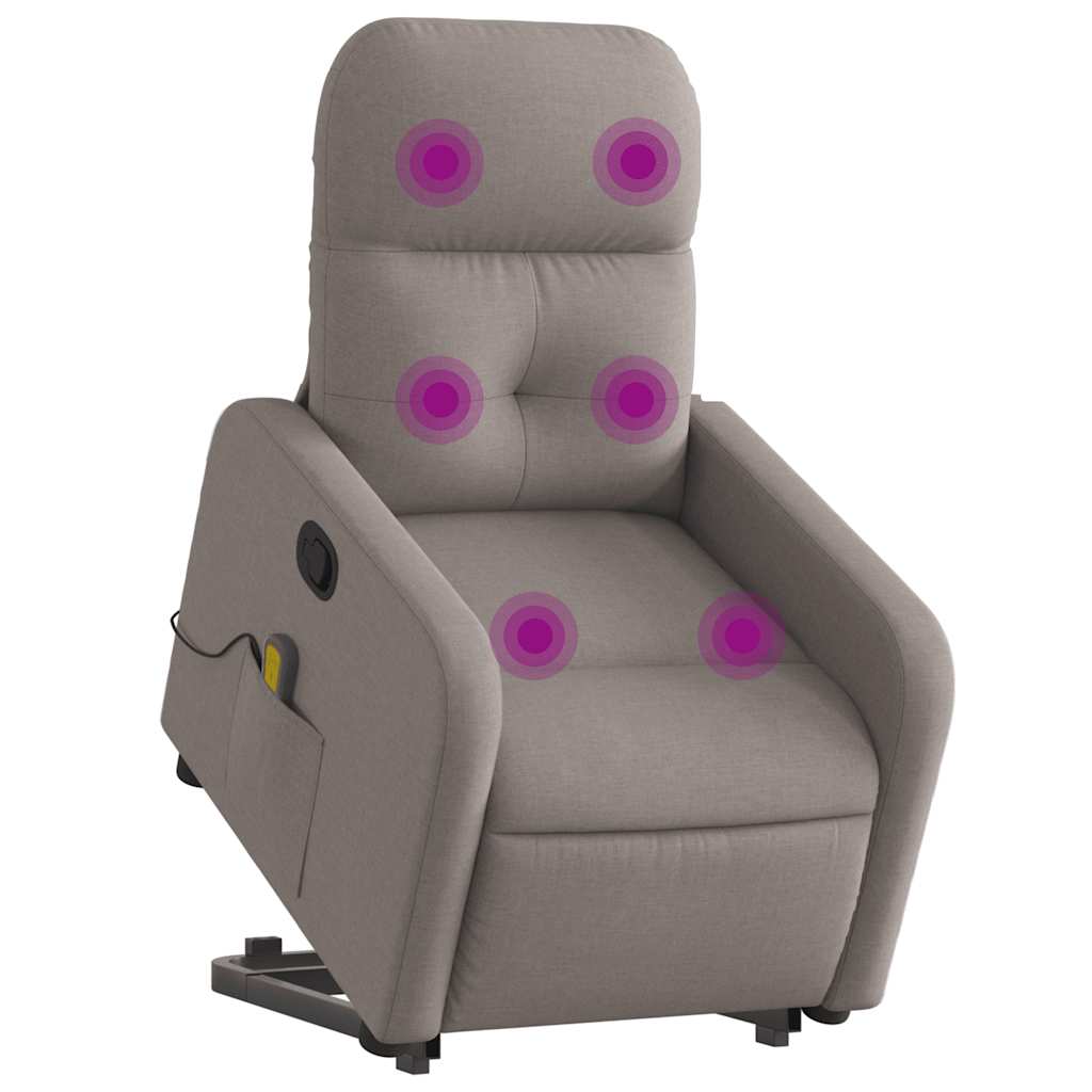 Vidaxl sta-op-massagestoel verstelbaar stof taupe