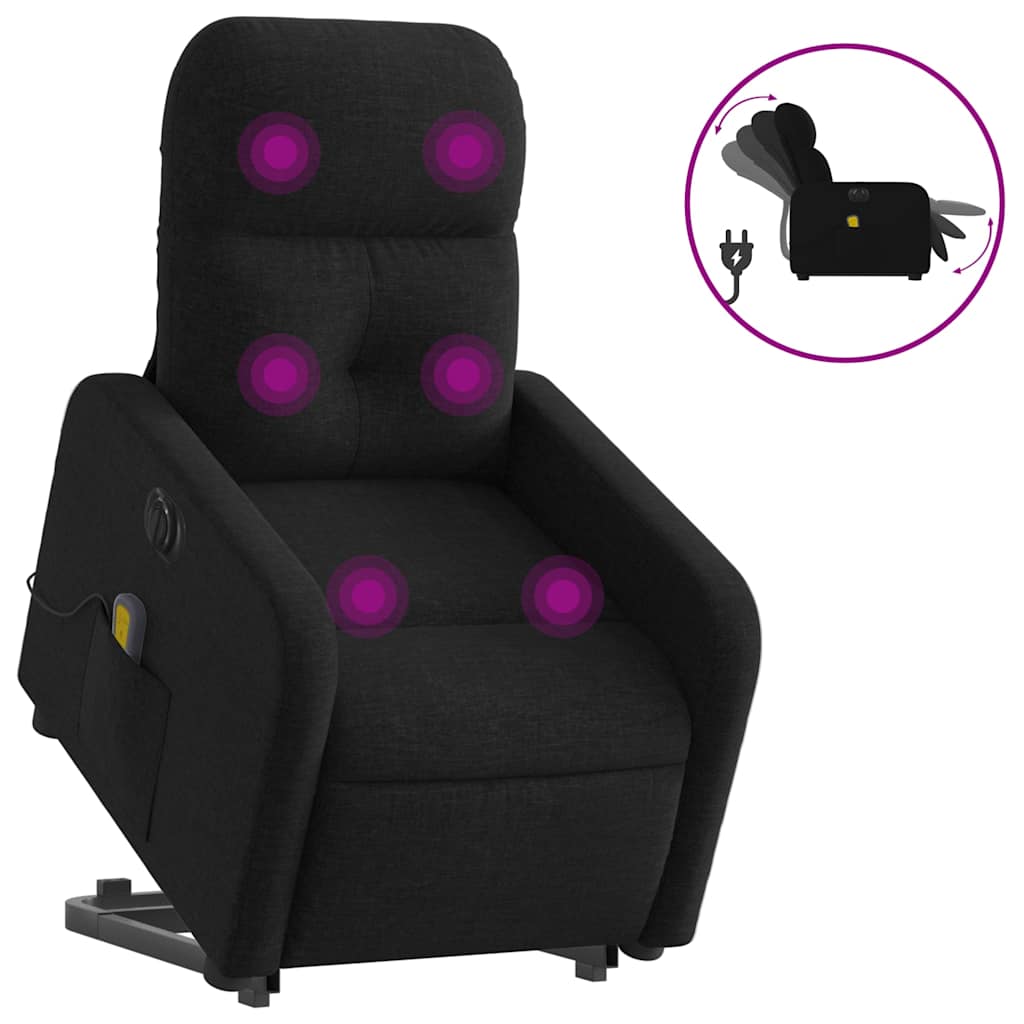 Vidaxl sta-op-massagestoel elektrisch verstelbaar stof zwart