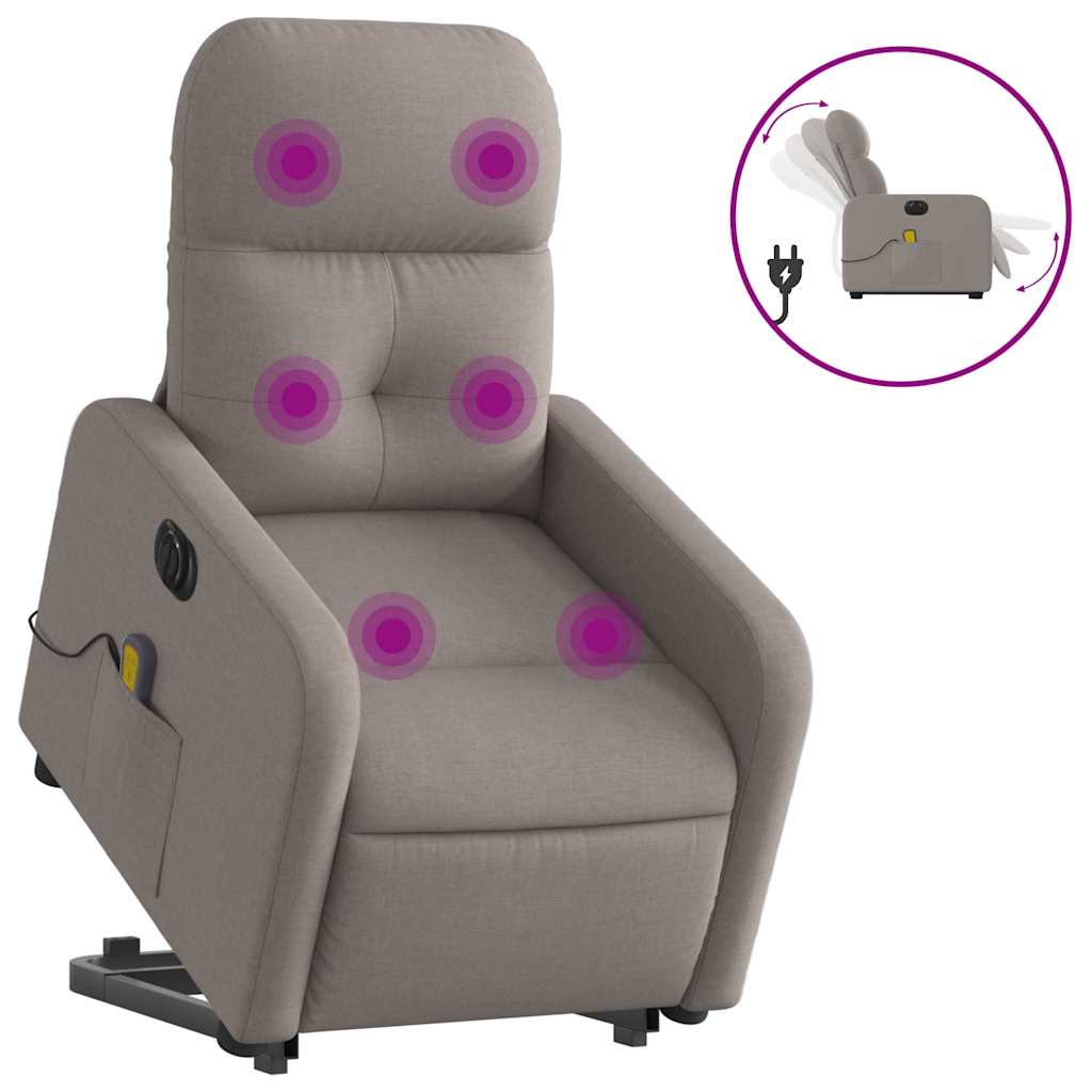 Vidaxl sta-op-massagestoel elektrisch verstelbaar stof taupe