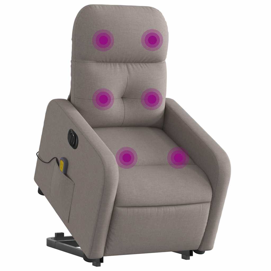 Vidaxl sta-op-massagestoel elektrisch verstelbaar stof taupe