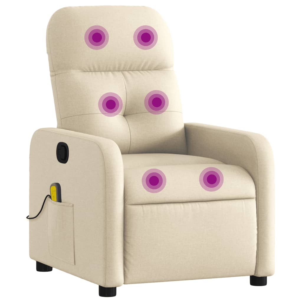 Vidaxl massagestoel met crèmekleurige stof
