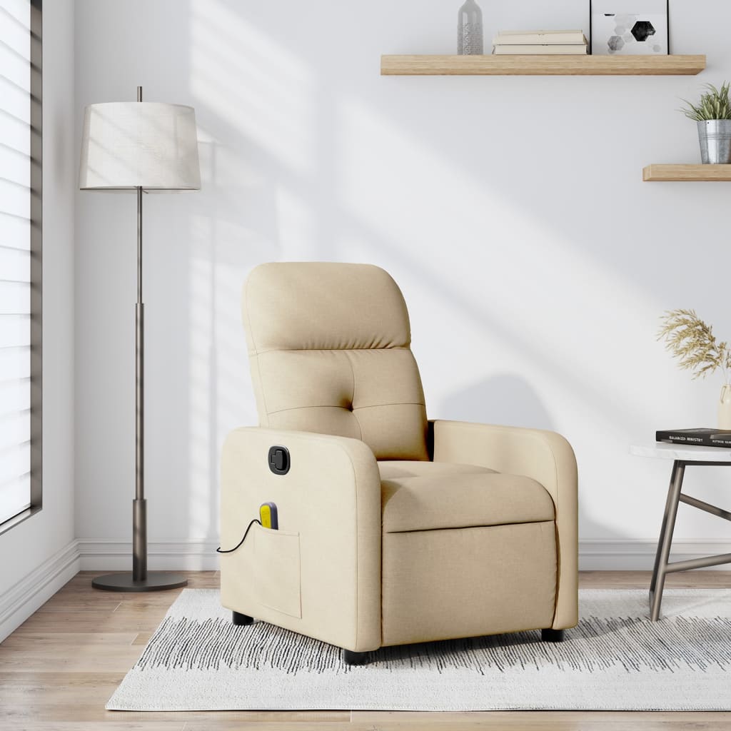 Vidaxl massagestoel met crèmekleurige stof