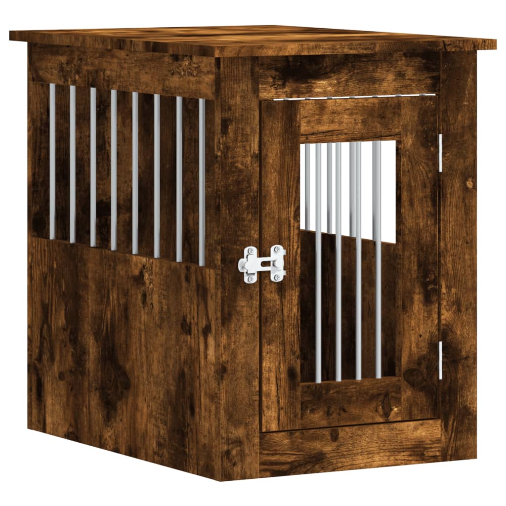 Vidaxxl Hundebox 45x62x59 cm, handgefertigtes Holz, geräucherte Eiche