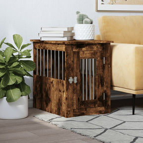 Vidaxxl Hundebox 45x62x59 cm, handgefertigtes Holz, geräucherte Eiche