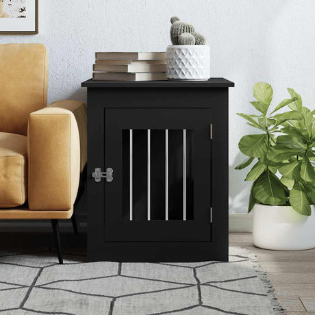 Vidaxxl Hundebox 55x75x65 cm, lackiertes Holz schwarz