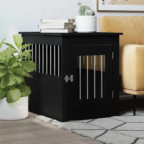 Vidaxxl Hundebox 55x75x65 cm, lackiertes Holz schwarz