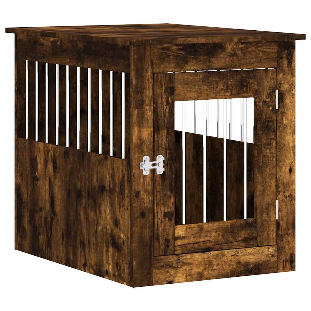 Vidaxxl Hundebox 55x75x65 cm, handgefertigtes Holz, geräucherte Eiche