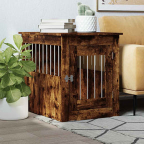 Vidaxxl Hundebox 55x75x65 cm, handgefertigtes Holz, geräucherte Eiche