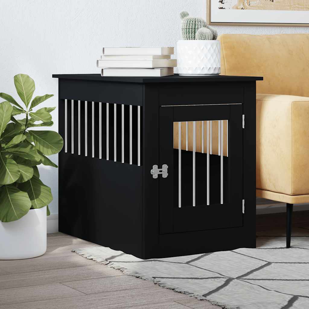 Vidaxl Hundebox 55 x 80 x 68 cm verarbeitetes Holz schwarz